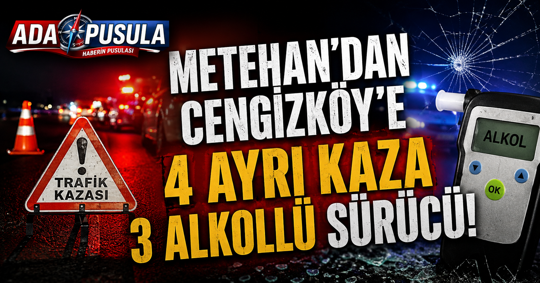 KKTC’DE 4 AYRI TRAFİK KAZASI: 2 YARALI, 3 TUTUKLAMA
